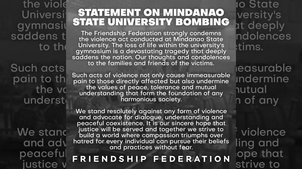 Statement on Mindanao State University bombing.